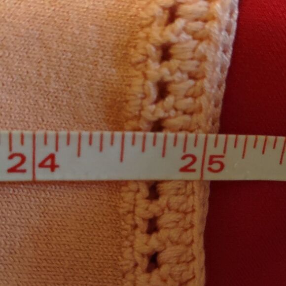 Style & Co Women's size S‎ pastel peach top crochet sleeves studded neckline - Picture 7 of 8